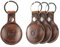 moonster Confezione da 4 Portachiavi AirTag Pelle – Porta AirTag in 100% Pelle – Custodia AirTag in Vera Pelle di Bufalo Pieno Fiore con Cuciture Rinforzate e Resistente Chiusura a Scatto