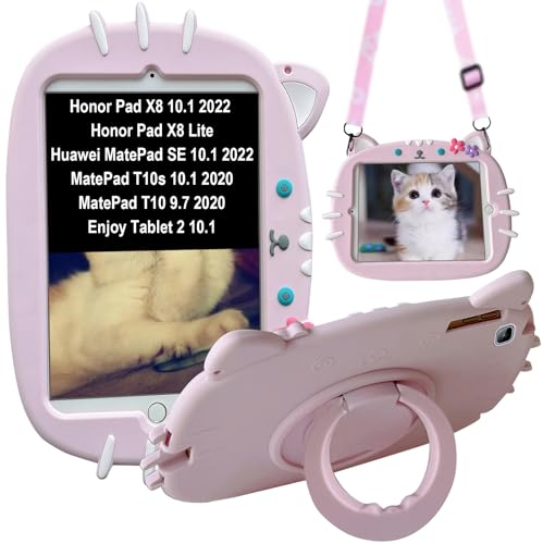 ZOOMALL Funda para niños compatible con Honor Pad X8 10.1 2022/Honor Pad X8 Lite/Huawei MatePad SE 10.1 2022/MatePad T10s 10.1 pulgadas 2020/MatePad T10 9.7 pulgadas 2020/Enjoy Tablet 2 10.1, gato