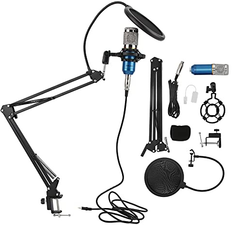 HERCHR Microfono USB a Condensatore da Studio Computer Kit Microfono Per PC Strumenti Voice Over Registrazione Podcasting Gaming Streaming Microfono a Condensatore(blu+argento)