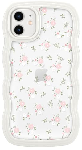 ZCDAYE Hülle für iPhone 11, Süße Geblümte Wellige Kanten TPU iPhone 11 Handyhülle, Stabile Klare Schutzhülle Case Handytasche für iPhone 11 (6.1 inches), Weiß