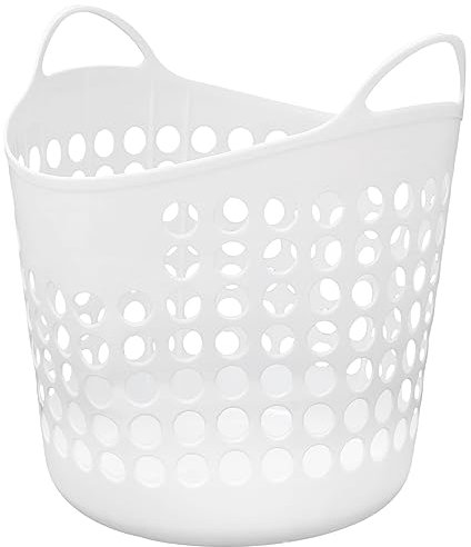 Cabilock Panier À Linge Panier À Linge En Plastique 30L Poubelle Ronde Portable Avec Poignées De Transport Organisateur De Corbeille À Linge Panier À Linge Pour Chambre À Coucher