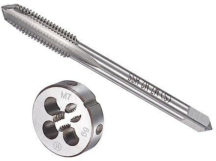 CoCud Taraud et Matrice Ensemble, M7 x 1 Filetage, Métrique Haute-vitesse Acier Machine Vis Taraud & Rond Matrice Outil Trousse - (pour Filetage Tapotement Réparation), 1-Ensemble