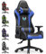 bigzzia Gaming Chair Office Chair,155 Degree PU Leather Ergonomic Office Chair with Lumbar Cushion&Headrest&Fixed Armrest,Gaming Chair Gaming Seat Adult Young Boy Girl (Blue)