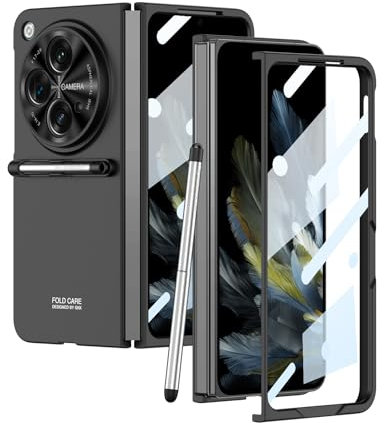 COQUE pour Oppo Find N3,Étui de téléphone Portable intégrée avec Film de Mince avec Stylet capacitif, de téléphone Pliable pour Oppo Find N3-Noir