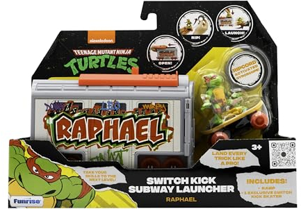 TEENAGE MUTANT NINJA Turtles | Raphael Switch Kick U-Bahn-Launcher | TMNT Actionfigur Classic Edition, Alter 3+ Geschenke & Spielzeug