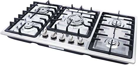 Réchaud à gaz 5 feux, 10,4 kW, encastrable, pour l'intérieur, en acier inoxydable, pour camping-car, 5 feux, installation moderne, 5 brûleurs