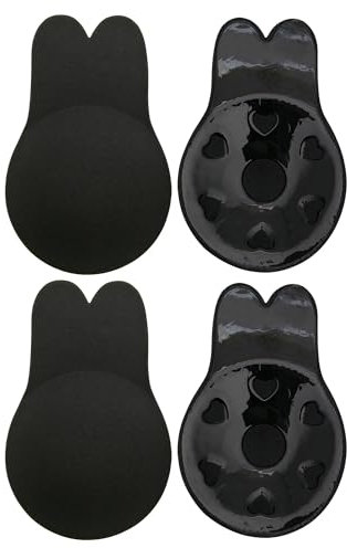 ZAIQUN 2 Pack Invisible Strapless Backless Rabbit Bra Reusable Lifting Bra Cups Backless Nipple Cover Adhesive Silicone