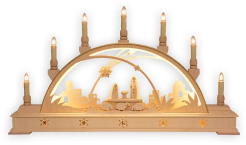 Volkskunstwerkstatt Unger Schwibbogen LED 64 cm Christi Geburt Echt Erzgebirge®