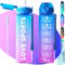 MYFOREST Sports Water Bottle, Time Marker for Motivational Hydration, Drop-proof, BPA-free, Wide Mouth for Easy Clean: Cold/Hot/Carbonated/Cider (1 L Blue-Voilet Translucent, 1000 ml)