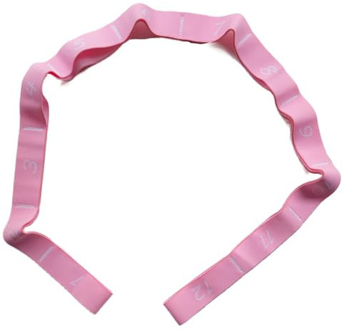 GIMIRO Fitness-Gummiband 135cm 12 Segmentiertes Widerstandsband für Yoga Pilates Tanz Stretchband Rehabilitations Spannband (Pink - 12 loops)