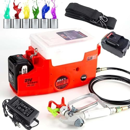 DWSSX Pulverizador airless portátil de 1,7 L con Mochila, Pulverizador airless portátil de 500 W, Pistola pulverizadora de Pared de 1,1 l/min, for Pintar Paredes (Color : Red)