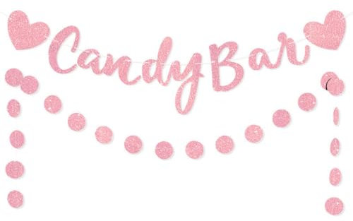 DUXUANT Candy Bar Party Banner Set, Gold Glitzer Schild Girlande für Hochzeit Party Empfang Buffet Dekoration Fotografie Banner Requisite, Roségold