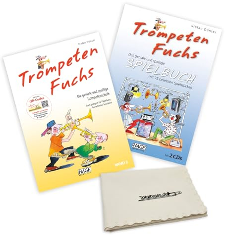 TrompetenFuchs 2 und Spielbuch 1: (Starterset) mit QR Codes - Trompeten Fuchs Band 2 und das Spielbuch (ISBN 9783866260795, 9783866262560) + Soundman Poliertuch für Trompete