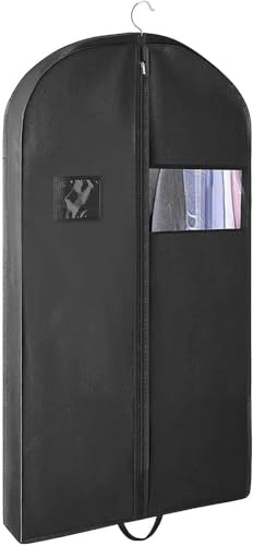 Kleidersack,Anzugtaschen für die Aufbewahrung im Kleiderschrank und für Reisen, Hängende Kleidersäcke mit Seitenfalten, Anzugtaschen mit transparentem Fenster für Mäntel, Jacken und Hemden(152x60cm)