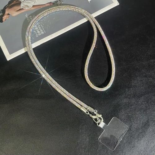 vortixia Umhängekette mit Glitzer-Strass, Telefon-Lanyard, langes Hängeband, Handy-Seil, Anti-Drop-Handykette