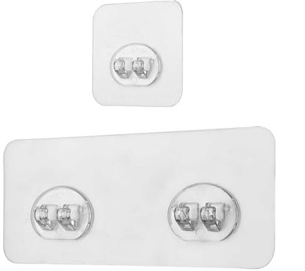 Onezebra 12 Piece Shower Caddy Hook Set, Adhesive Shelves, Transparent Adhesive Hooks for Bathroom and Kitchen, No Drilling Required, Includes 6 Single Hooks and 6 Double Hooks