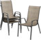 LIFERUN Gartenstühle Stapelstuhl Camping Stapelbar Hochlehner Terrassenstuhl Textilene Stahlgestell für Gärten Innenhöfe Balkone Restaurants 150 kg Belastbar 54 x 69 x 93cm (4pcs, Flachsbraun)