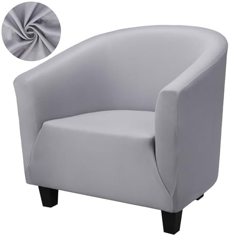 Segus Housse de Fauteuil Extensible, 1 Pièce Housse Fauteuil Cabriolet, Protecteur de Tub Chair, Lavable et Amovible, pour Club, Bar, Café, Bureau (Gris Clair, Polyester)