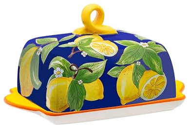 Noblecraft Butter Dish with Lid – Cute and Practical Large Ceramic Butter Dish for Home, Kitchen – Vintage Style Butter Container for All Butter Sizes