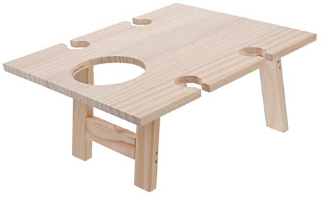 TOYANDONA Klappbarer Weintisch Aus Holz Für Picknick Und Outdoor Kompakter Tragbarer Garten Und Strandtisch Mit Glas Und Flaschenhalter Faltbar Und Leicht