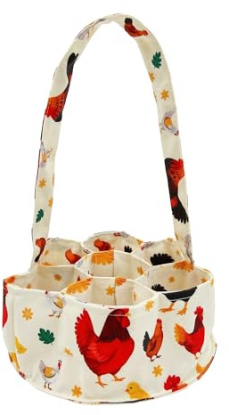 UKJENT Egg Collecting Basket, 7 Pouches Large Chicken Egg Gathering Basket, Machine Washable, Hold Different Size Eggs Collection Carrier Bag, Duck Goose Quail Fresh Eggs Collector, Farm & Home Use