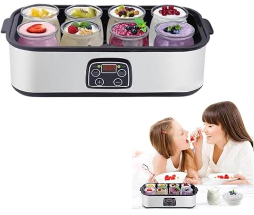 Yogurt Maker with Adjustable Temperature & Time Control, 8 Lids Included for Homemade Yogurt, Promotes Intestinal Health, Ideal Health Gift