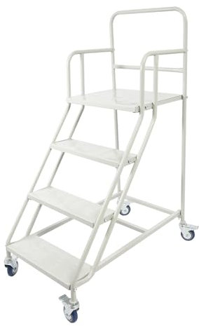 Scala di carico in metallo a 4 livelli con ruote mobili, 60 x 100 x 100 cm, scala smontabile, stabile e durevole, con protezione per i bordi delle scale