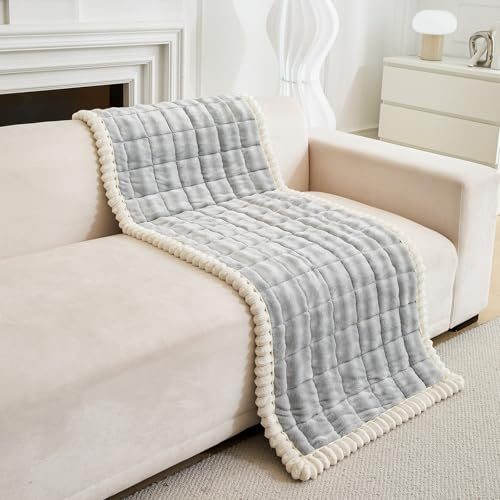 SHANNA Plüsch Samt Gesteppte Couch Kissenbezüge Modern Dickes Gefühl Sofabezug Neues Atmungsaktives Sofa Überwurf Weiche Haustierbett Matte Kein Bleichen für Schlafzimmer (Hellgrau, 70×180cm)