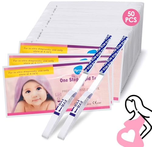 50 Pregnancy Test Strips,Fertility Tests,Fast Response Pregnancy Test,Early Result Pregnancys Tests,Extra Sensitive HCG Urine Midstream Testing,10 MIU/ml,Quick Testing