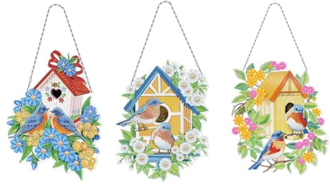 Puthernm Wind Spinner DIY Painting Wind Chime Double Sided Paint Hanging Ornament for Wind Spinners 3 Pieces