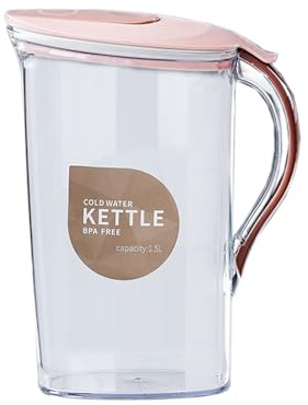 Drinks Jug - 1.5 L Fridge Cold Water Dispenser, Slim Fridge Door Jug with Lid | Clear Plastic Jug for Juice Lemonade Iced Tea Drinks Kitchen Dining Table Outdoor Picnic Party Use