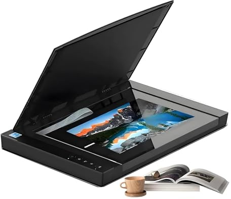 Flachbettscanner für Dokumente & Fotobücher, 1200/2400 DPI, automatisches Scannen, LED-Lichtquelle