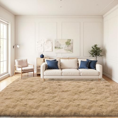 JOYARR Wohnzimmer Teppich Flauschig Waschbar Anti Rutsch 240x300cm Beige | Flauschig Weich Komfort für Schlafzimmer Wohnzimmer Kinderzimmer Büro Esszimmer Spielzimmer Lounge Arbeitszimmer