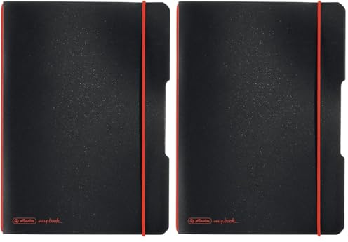 Herlitz Notizheft flex (einzeln | A5, kariert, schwarz) (Packung mit 2)