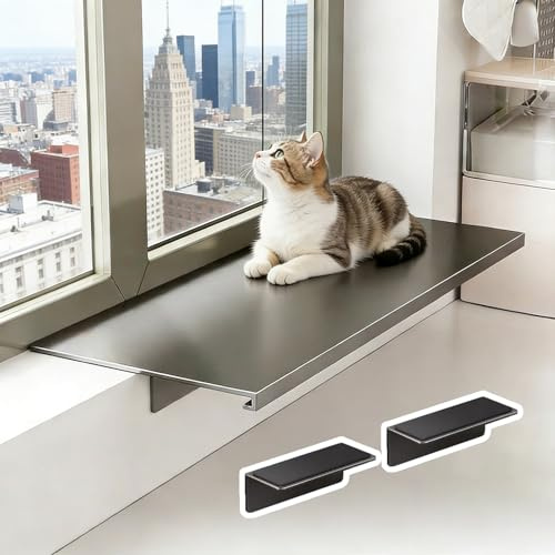 Fensterbank Verbreiterung Innen 40–60 cm Breite Magnetische Fensterbankverlängerung Katzen, Minimalistisches, Bohrfreies Fensterbankregal, Rostfreies Fensterbank-pflanzregal(15x40cm(5 7/8x15 3/4))