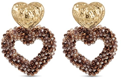 Boho Damen Ohrringe Mit Herz Anhänger Glamour Statement Schmuck Mit Kristallperlen Elegante Ohrhänger Als Geschenk Und Für Partys