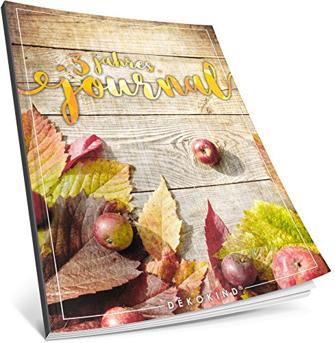 Dékokind® 3 Jahres Journal: Ca. A4-Format, 190+ Seiten, Vintage Softcover • Dicker Jahreskalender, Tagebuch für Erwachsene, Kalenderbuch • ArtNr. 10 Herbstlich • Ideal als Geschenk