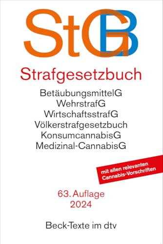 Strafgesetzbuch. StGB: mit Einführungsgesetz, Völkerstrafgesetzbuch, Subventionsgesetz, Wehrstrafgesetz, Wirtschaftsstrafgesetz, ... Textausgabe. Rechtsstand: 3. August 2024