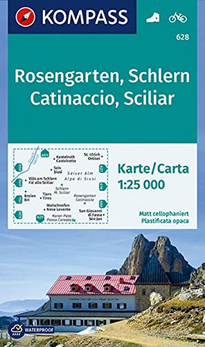 Rosengarten / Catinaccio / Schlern / Sciliar 1 : 25 000: mit Radrouten (KOMPASS Wanderkarte, Band 628)