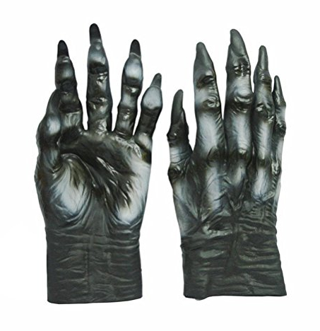 OULII Halloween Wolf Handschuhe Horror Kostüm Zubehör für Halloween Karneval Party - Schwarz, Latex, Unisex, Erwachsene, Handschuhe
