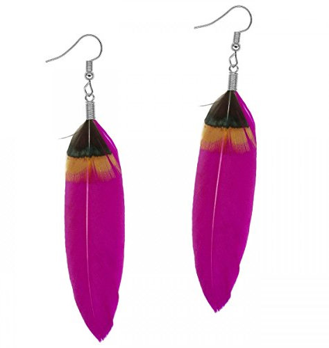 Soul-Cats Elegante Federohrringe in vielen Farben Hippie Feder, Farbe: pink