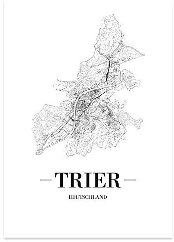 JUNIWORDS Stadtposter - Wähle Deine Stadt - Trier - 40 x 60 cm Poster - Schrift A - Weiß