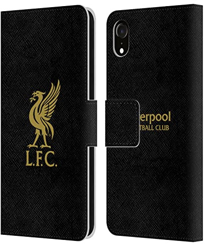 Head Case Designs Officially Licensed Liverpool Football Club Gold Logo On Black Liver Bird Leather Wallet Case Compatible With Apple iPhone XR