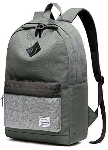 VASCHY Rucksack Herren Damen, Wasserabweisender 15,6 Zoll Schulrucksack Mädchen Jungen Büchertasche Daypack Schule Arbeit Reisen Täglich Grau