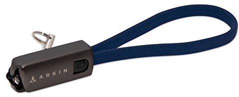 ARKIN ChargeLoop 2.0 - practical keychain, USB charging cable compatible with iPhone and iPad - useful short data cable charger for lightning-fast charging (BLUE)