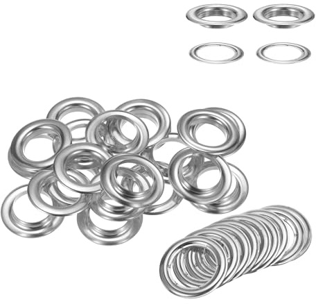 WedDecor 30mm Bronze Messing Ösen Ösen mit Scheiben für Bekleidung und Lederhandwerk, Unterlegscheiben für Vinyl Banner & Leinen Betrieb, DIY Projekte - Silbern, Pack of 10