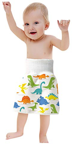 Xniral Baby Windelrock Wiederverwendbar Trainingshose 2in1 Wasserdicht Saugf鋒ig Bequeme Kinder Shorts T鰌fchen Trainingsrock F黵 0-6 Jahre (N, L)