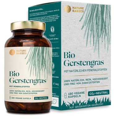 Bio Gerstengras - 180 Kapseln hochdosiert / 1500 mg pro Tagesdosis/Hochwertige Ayurveda Nahrungsergänzung/Vegan, Zertifiziert & Nachhaltig