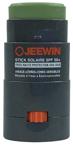 JEEWIN Stick Protecteur Solaire SPF50+ Visage et Lèvres waterproof - VERT (12 grammes)