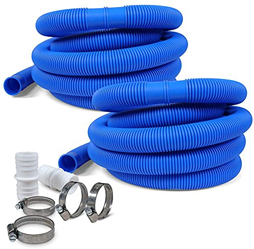 POOL Total Schwimmbad Schlauch blau Ø38mm, 2X 6,00m + 2 Verbinder + 4 V2A Schellen
